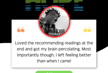 Loved the recommending readings at the end and got my brain percolating. Most importantly though, I left feeling better than when I came! -J Money, jmoney.biz