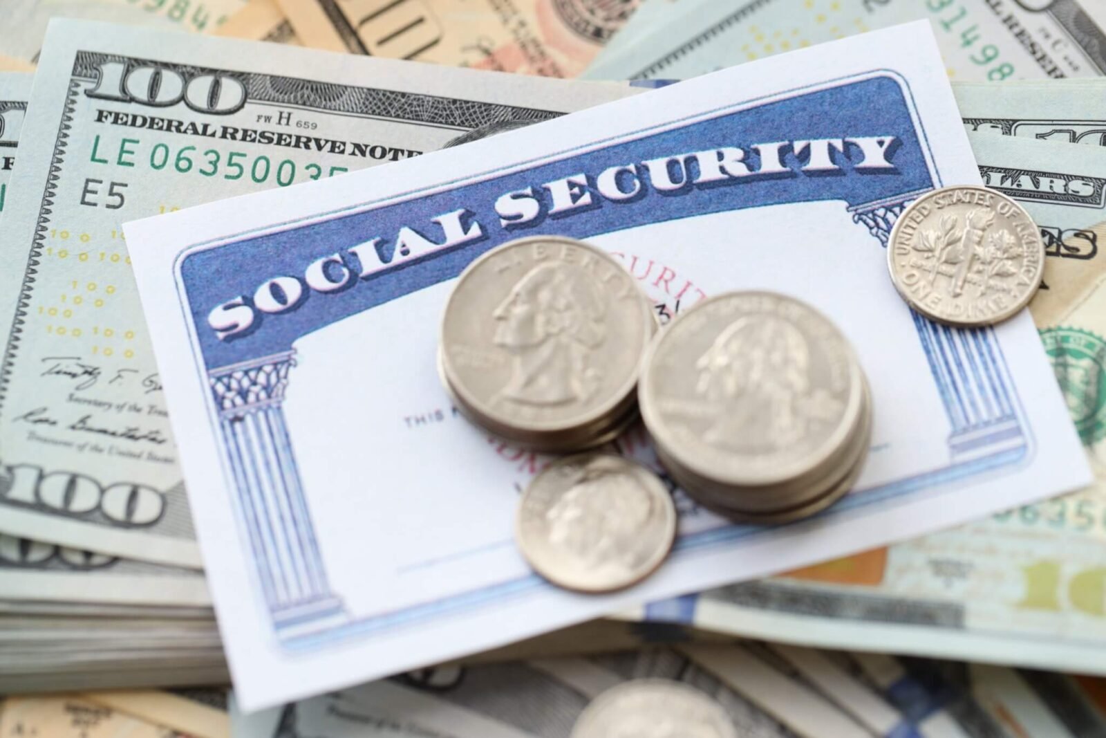 social security card with change on top